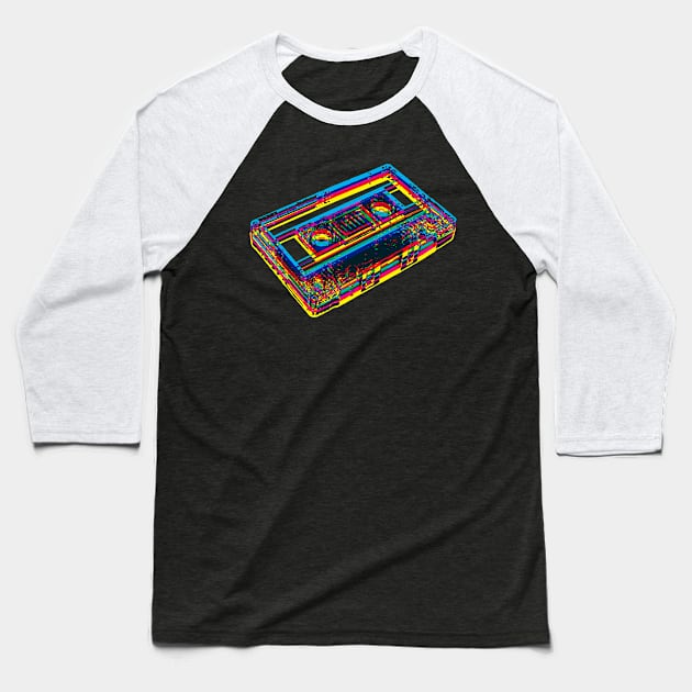 Offset Cassette Tape Baseball T-Shirt by Wright Art